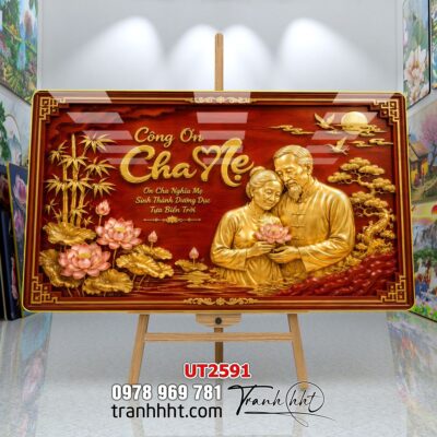 Tranh thư pháp tri ân cha mẹ thầy cô treo tường UT2591