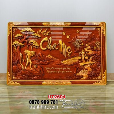 Tranh thư pháp tri ân cha mẹ thầy cô treo tường UT2604