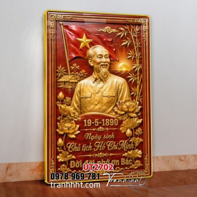 Tranh bác Hồ bác Giáp tranh Vĩ Nhân Quốc Khánh treo tường UT2702