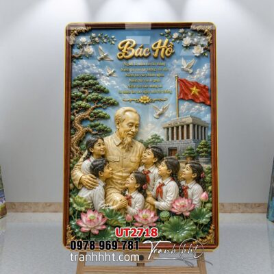 Tranh bác Hồ bác Giáp tranh Vĩ Nhân Quốc Khánh treo tường UT2718