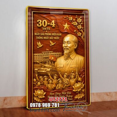 Tranh bác Hồ bác Giáp tranh Vĩ Nhân Quốc Khánh treo tường UT2771