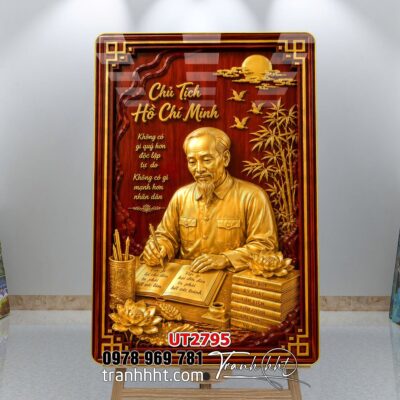 Tranh bác Hồ bác Giáp tranh Vĩ Nhân Quốc Khánh treo tường UT2795
