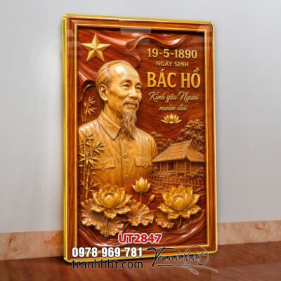 Tranh bác Hồ bác Giáp tranh Vĩ Nhân Quốc Khánh treo tường UT2847