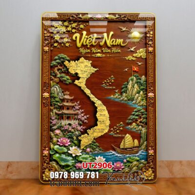 Tranh bản đồ Việt Nam 34 tỉnh thành treo tường UT2906