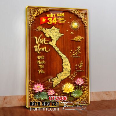 Tranh bản đồ Việt Nam 34 tỉnh thành treo tường UT2908